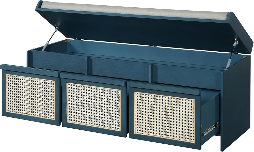 SOFTSEA 48" Shoe Storage Bench with Cushion, 2-Tier Entryway Bench with ...