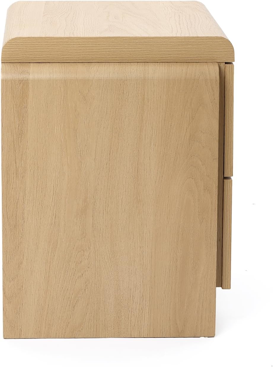 LuxenHome 21" H Modern Nightstand with 2 Drawers, Mid Century Modern Oak...