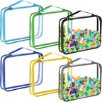 Sanwuta 6 Packs Toy Storage Bags, PVC Organizing Case Bags with Zipper, Waterproof Toy Container for Board Games, Building Blocks, Puzzles, Small Toys and Kids Books(Large,Simple Colors)