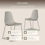 Poly & BARK Isla Modern Kitchen Chairs Set of 4 - Plastic Dining Chair with Metal Legs - Quick Assembly Simple Cafe Chairs Plastic for Indoor or Outdoor - Feather Grey