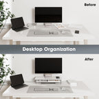 Fenge Acrylic Monitor Stand Riser, 23.6 Inches Monitor Stand with Metal Storage, 2 Tier Acrylic Computer Riser for Desk, Clear Laptop Stand for PC, Laptop, Printer, TV, White