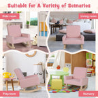 Toddler Rocking Chair, Kids Sofa Chair with Solid Wooden Frame and Linen Fabric, Kids Rocking Chair for Nursery, Living Room, Bedroom, Playroom, Age 3-5 Years, Pink/Blue