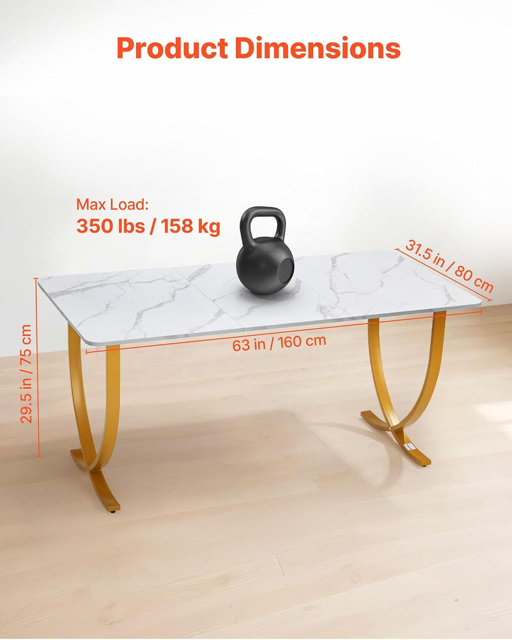 VEVOR Executive Desk, 63" W x 31.5" D Large Office Desk, Modern Com...