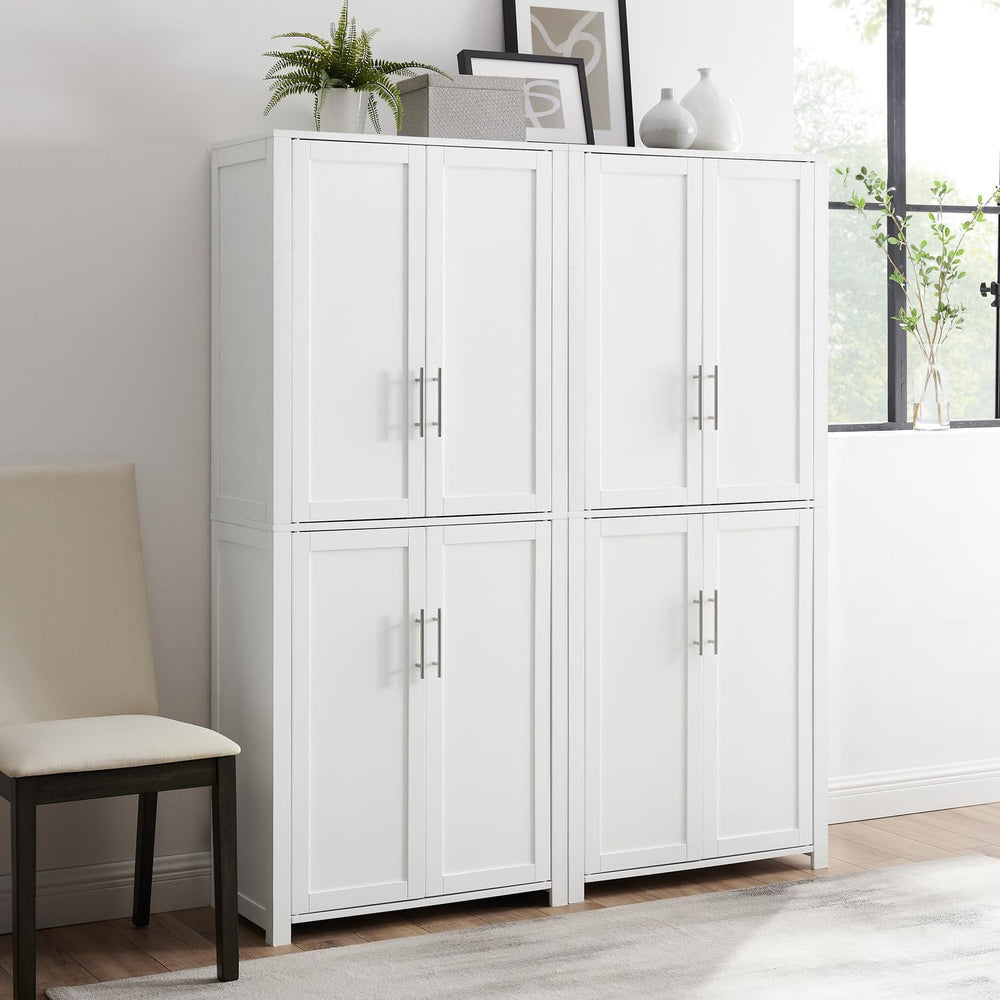 Maykoosh Pantry Cabinet Set of 2 - Tall Kitchen Storage Organizer - White Finish