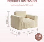 Premium Beige Bean Bag Chair for Adults with Armrest- Ultra Plush Memory Foam Lounge Sofa & Comfy Reading Nook Chair for Bedroom, Living Room & Dorm (White, Cloudnook)