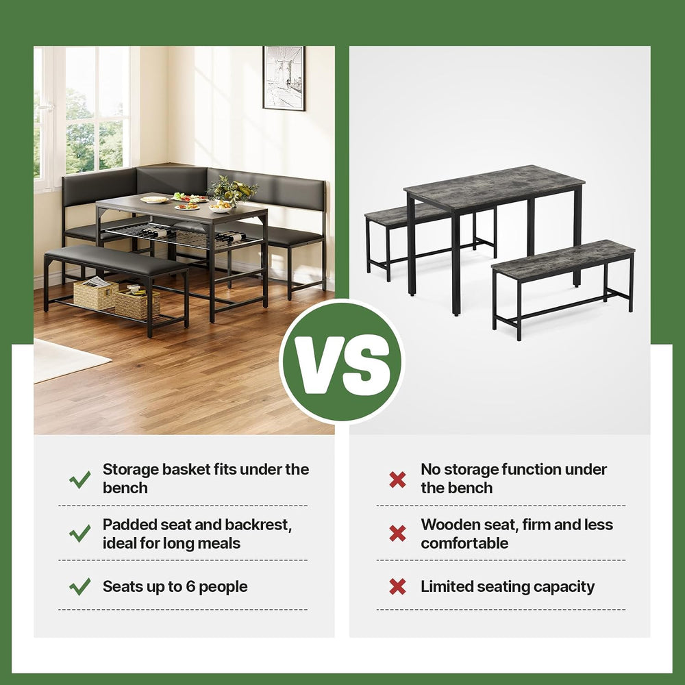 Concho Corner Dining Table Set with Soft Seat, Warm Grey | Breakfast Nook, L ...