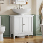 TEENFON Pedestal Sink Storage Cabinet, Under Sink Cabinet with 2 Doors & Shelf, Under Bathroom Sink Cabinet, Pedestal Sink Storage for Bathroom, White