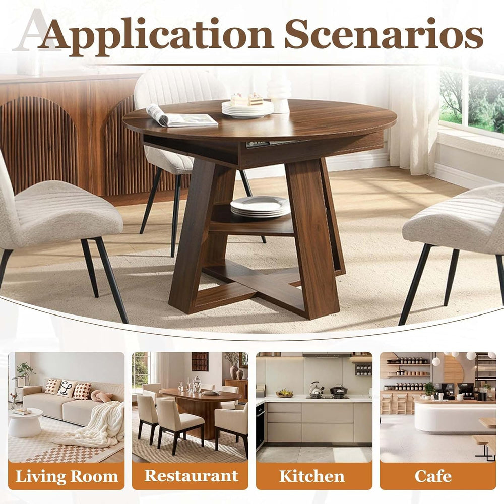 43"-59" Extendable Round to Oval Wooden Dining Table | 1.2" Th...