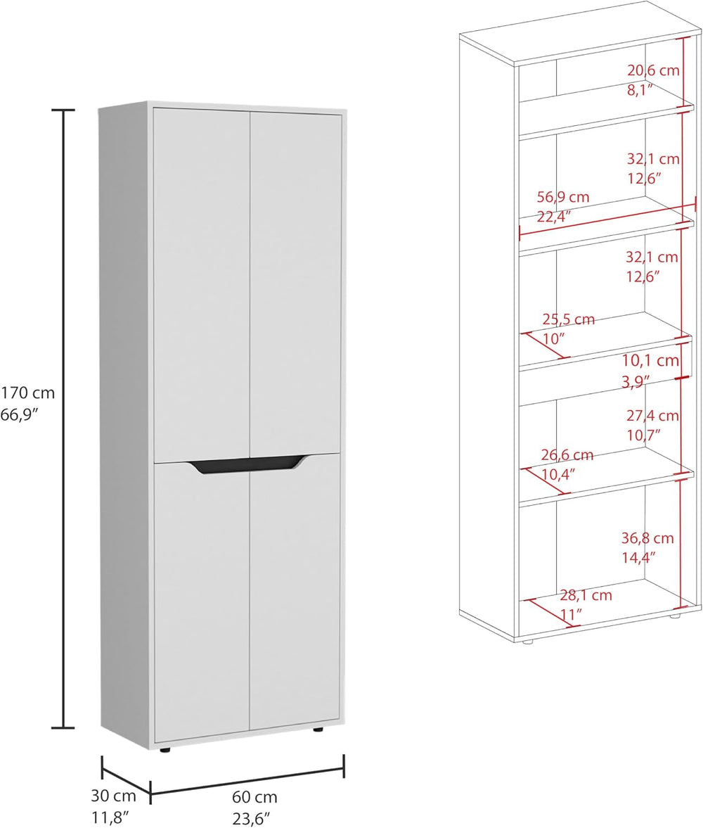 23.6" D*11.8" W*66.9" H Kitchen Pantry with 3 Shelves, 2 Doubl...