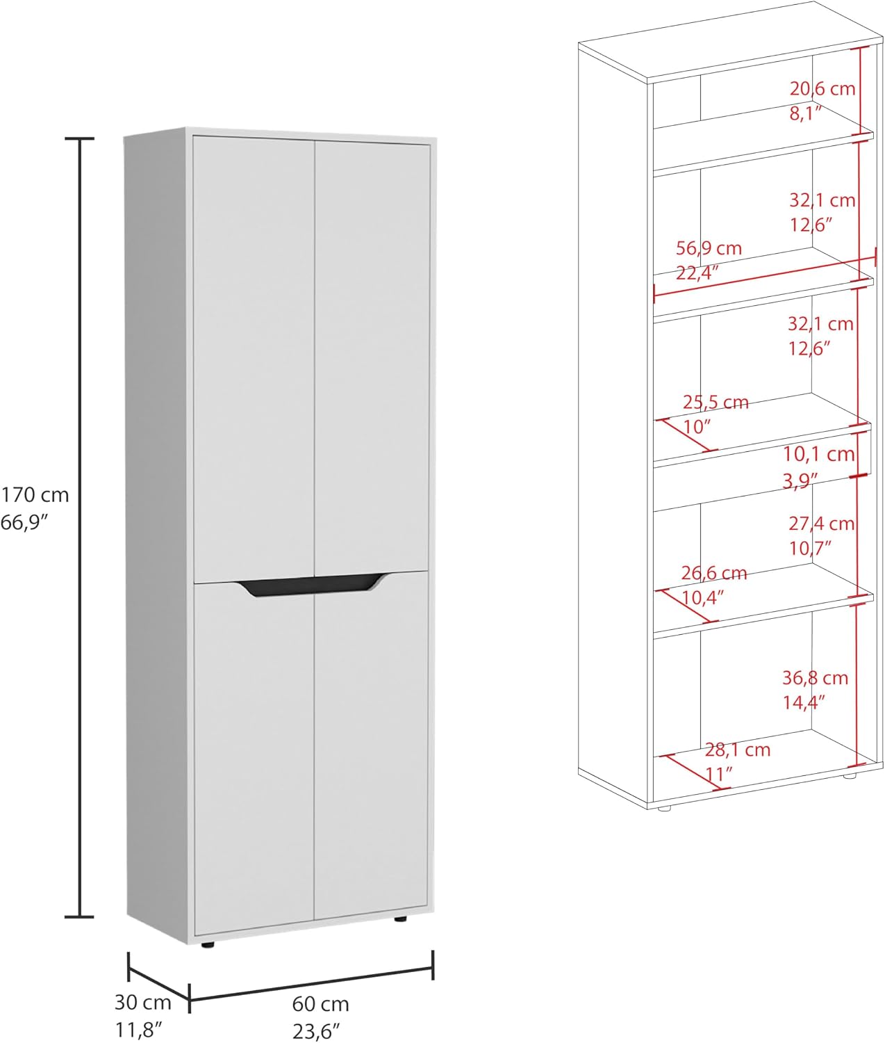 Storage Cabinet Kitchen Pantry with Four Doors and and Five Interior Shelves,for Kitchen,Dining Room