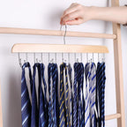 JOHOUSE Belt Organizer for Closet Max 42 Belts, 2 PCS Wooden Hanger for Storage with 14 Rotating Hooks Each, Durable Tie Holder Space Saver for Bra, Tank Top, Scarf