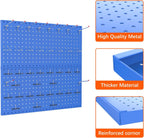 TORACK Metal Pegboard Wall Organizer 24" x 24" or 12" x 48", 70 PCS Tools Storage Pegboard for Garage Tool Organizer Pegboard with Peg Board Hooks for Workbench(Blue)