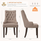 COLAMY Wingback Upholstered Side Dining Room Chairs Set of 6, Fabric Dining Chairs with Tufted Button, Living Room Chairs for Home Kitchen, Taupe