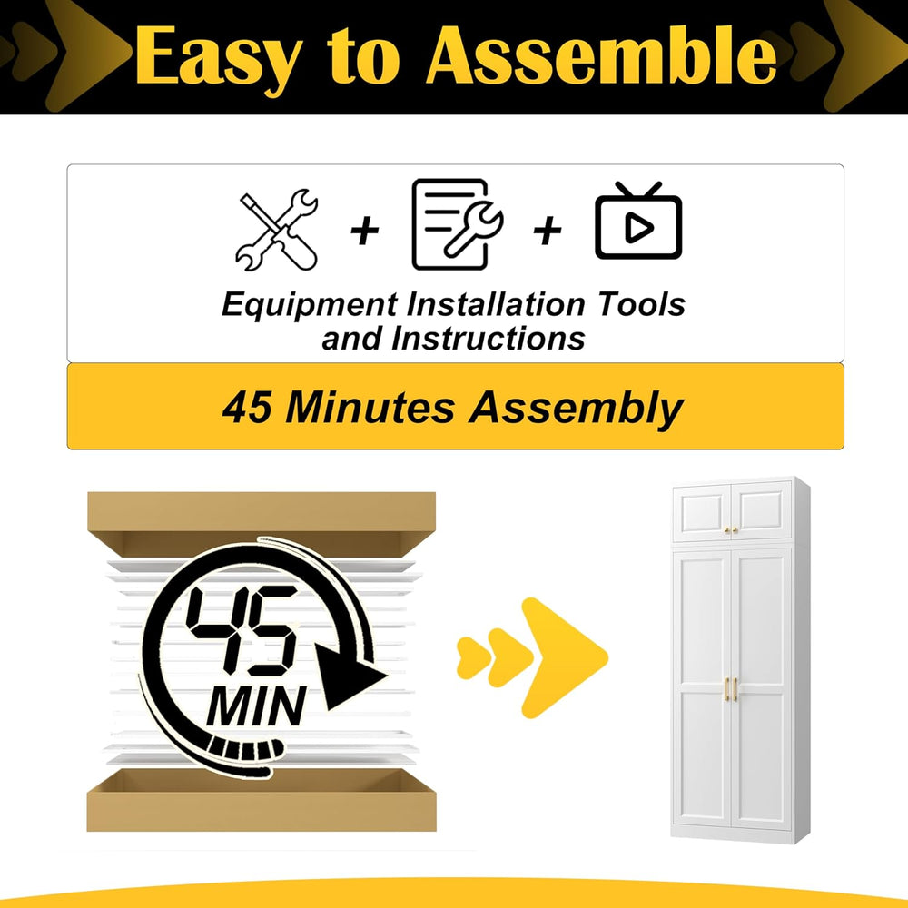 Steeloong86“ Kitchen Pantry Cabinet,Metal Storage Cabinets with Doors and 4 A...