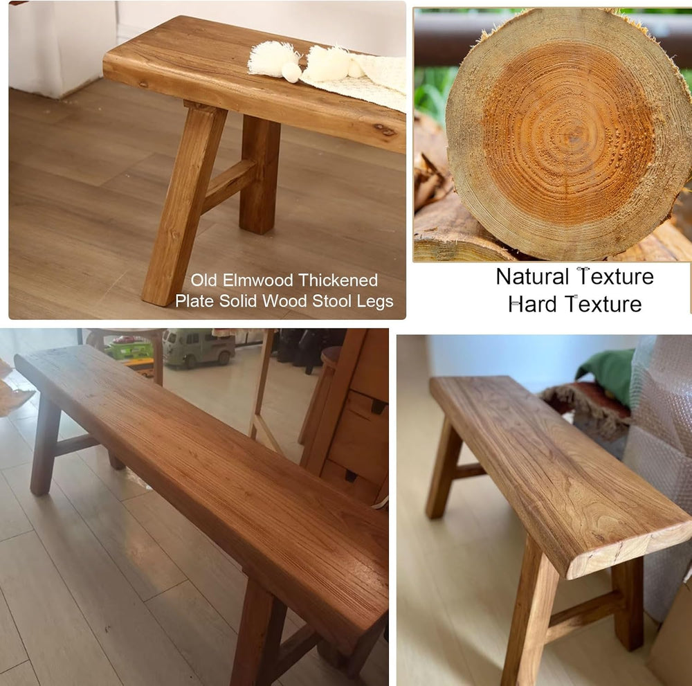 Farmhouse Wooden Narrow Bench Small Entryway Skinny Vintage Noodle Dining Ben...