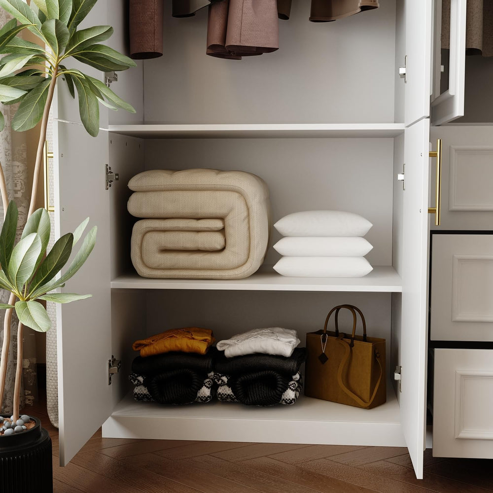 FUFU&GAGA Wardrobe Closet Collection with Doors, Modern White Bedroom Arm...