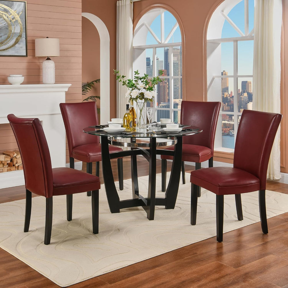 Set of 2 Retro Dining Chairs, Upholstered Parsons Chairs with Wooden Legs &am...