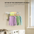 Drying Rack Clothing,Clothes Drying Rack Wall Mounted,Laundry Drying Rack Wall Mount,Foldable,Collapsible,60 lb Capacity 4 Aluminium Poles with 8 Hooks,Space Saving Clothes Drying Rack,White 23.6"