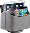 PU Leather Remote Control Holder,360 Degree Spinning Desk TV Remote Caddy,Desk Organizers and Accessories,for Controller,Media,Mail,Calculator,Mobile Phone,Pen Storage Holder (Gray Cloth)