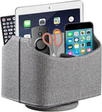 PU Leather Remote Control Holder,360 Degree Spinning Desk TV Remote Caddy,Desk Organizers and Accessories,for Controller,Media,Mail,Calculator,Mobile Phone,Pen Storage Holder (Gray Cloth)