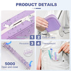 Weekly Pill Organizer 2 Times a Day - Timueetech A6 Waterproof 14 Pill Pouch Bags for Travel, BPA-Free Medicine Storage with Labels & Self-Sealing Design for Vitamins and Supplements, Purple