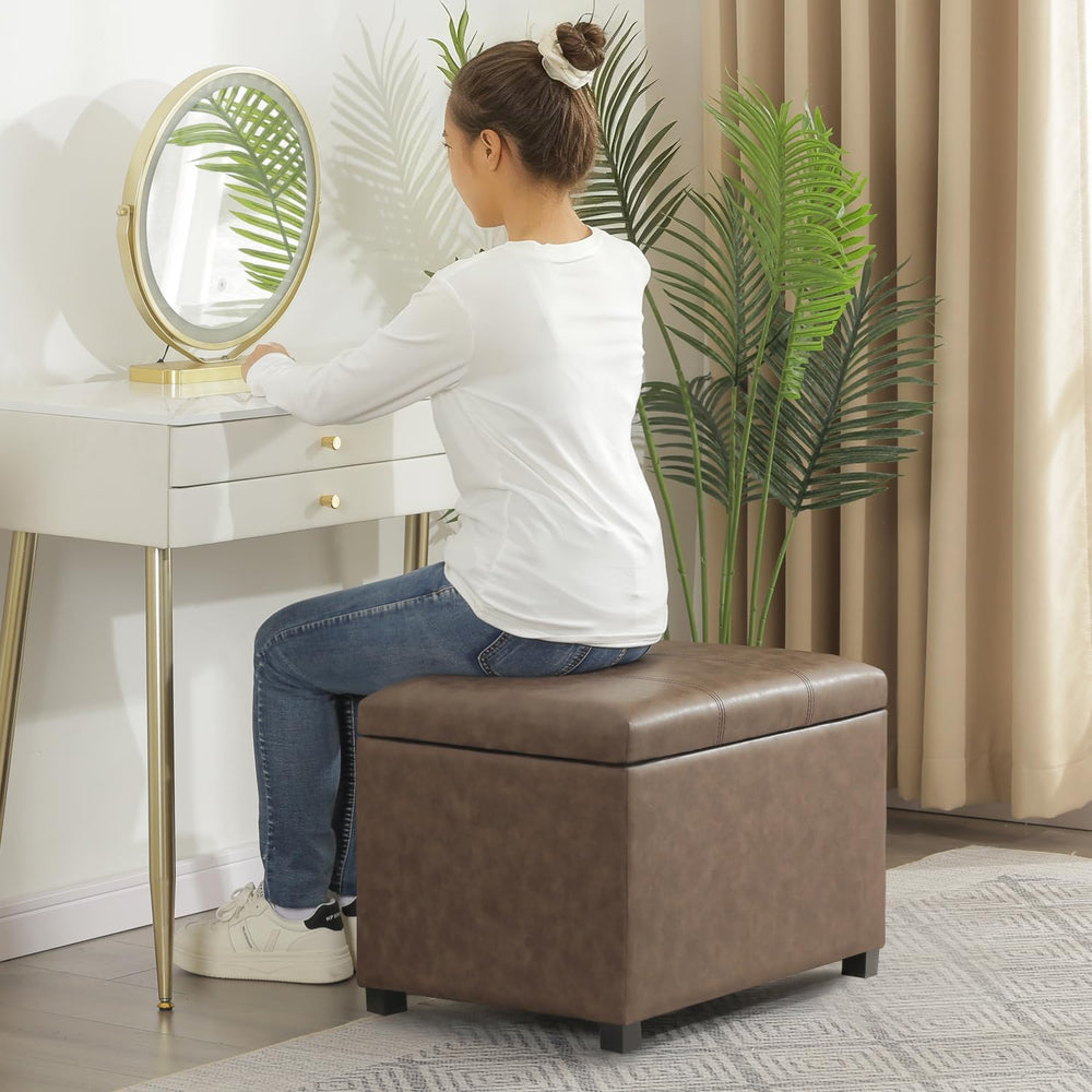 Joveco 24" Leather Storage Ottoman Bench, Rectangle Foot Rest Stool for ...