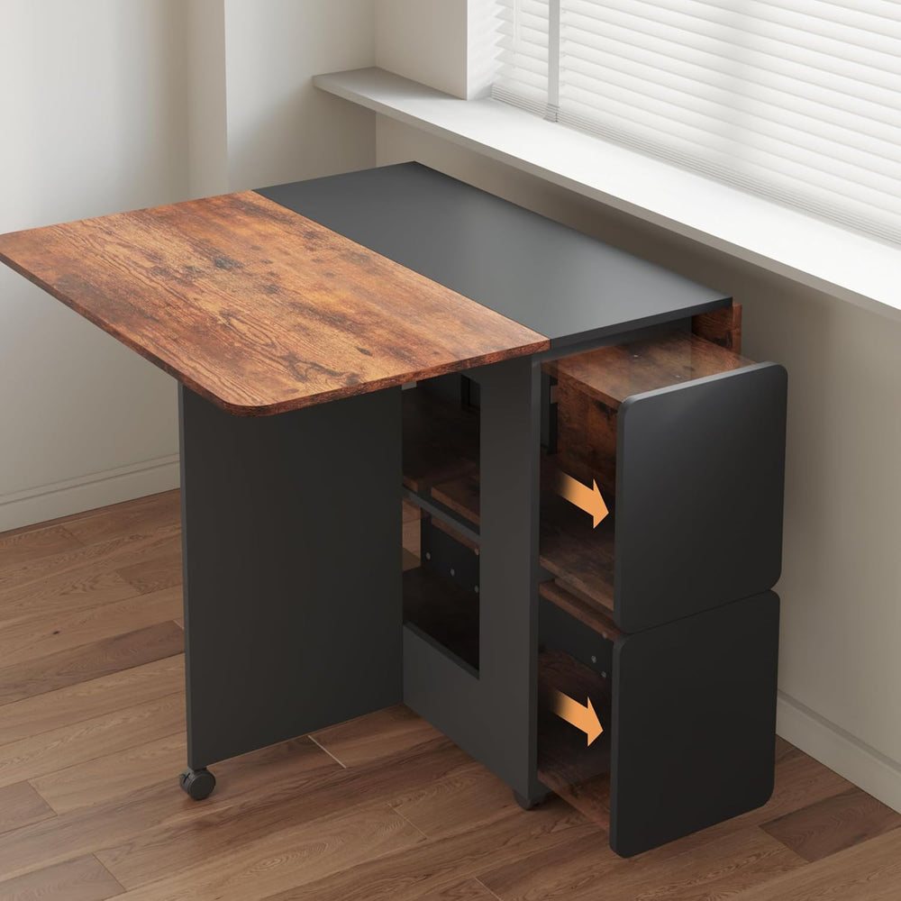 Mondeer Folding Dining Table Set for 4, Drop Leaf Table with 4 Chairs for Sma...