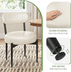 Upholstered Dining Chairs Set of 4, PU Leather Dining Room Chairs with Sturdy Metal Legs, Kitchen Chairs for Dining Room/Kitchen/Restaurant/Hotel, Modern Style, White