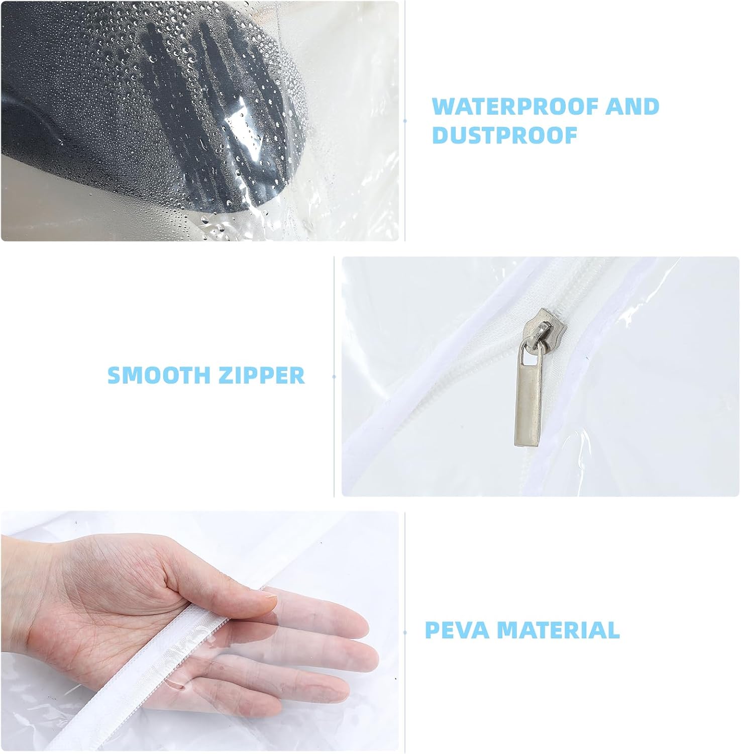 Clear Clothes Rack Cover 6Ft Garment Rack Cover Transparent Clothing Rack Cover With 2 Durable Zipper Waterproof Protector for Garment Rack (71"L x 20"W x 60"H, Rack Not Included)