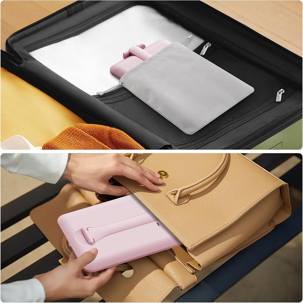 Benbilry Foldable Travel Makeup Mirror with Lights, 20X Magnification, Pink