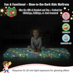 Tiita Foldable Floor Mattress for Kids-Glow in The Dark Toddler Nap Mat with Storage Bag, Portable Toddler Floor Pad for Travel, Daycare, Camping, RV, Playroom, Twill Pegasus
