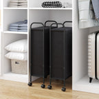 ELYKEN Slim Laundry Hamper with Lid, 50L Small Rolling Laundry Basket on Wheels, 7.9” Narrow Dirty Cloth Cart with Removable Inner Bag for Small Bathroom, Bedroom, Black