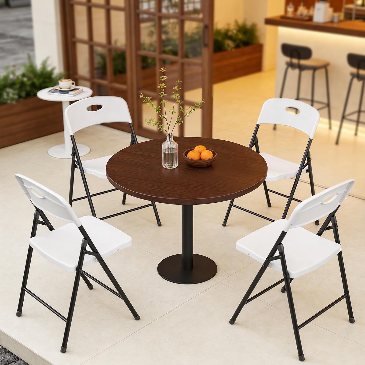 Folding Chairs 2 Pack, Outdoor Folding Chairs for Outside Indoor, Portable 350 lbs Capacity Heavy Duty Plastic Metal Foldable Chairs Commercial Seating for Picnic, Party, Patio, White