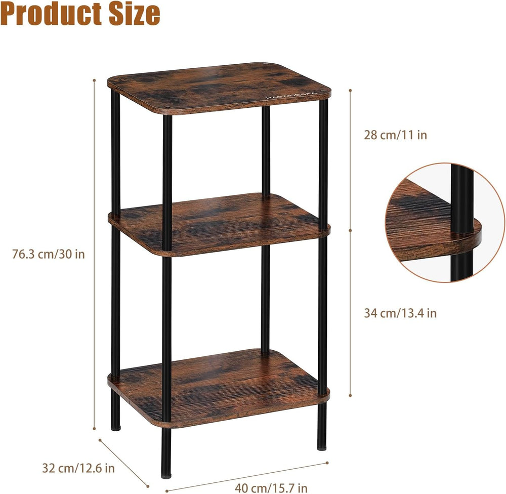 30 Inch Tall End Table with 3-Tier Storage, Slim Narrow Nightstand for Living...