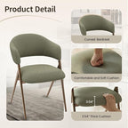 Dining Room Chairs Set of 2, Upholstered Dining Room Chairs, Mid Century Fabric Kitchen Chairs with Curved Backrest and Metal Legs, Green