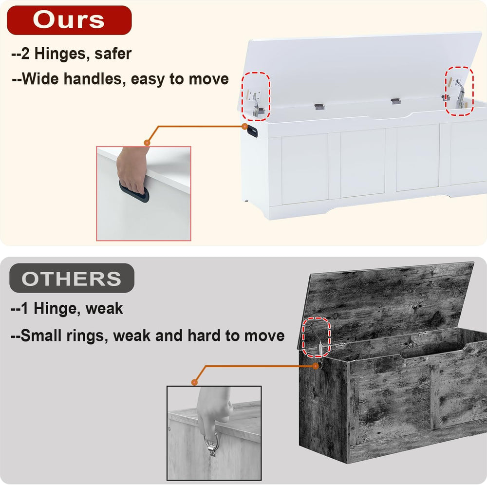 Timberer 47.2" Storage Chest, Extra Large Storage Trunk with 2 Safety Hi...