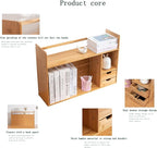 Bamboo Desktop Bookshelf, Small Bookcase for Students on The Desk, Simple Office Desk Bookshelf Organizer, Natural Bamboo Desktop Organizer,Ideal Gift for Family & Friends22.83x7.48x18.11in
