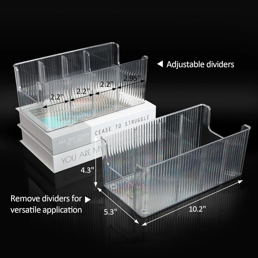 Acrylic Belt Organizer with Adjustable 4 Compartments & Stackable Design, Clear Storage for Closet and Drawer Organization