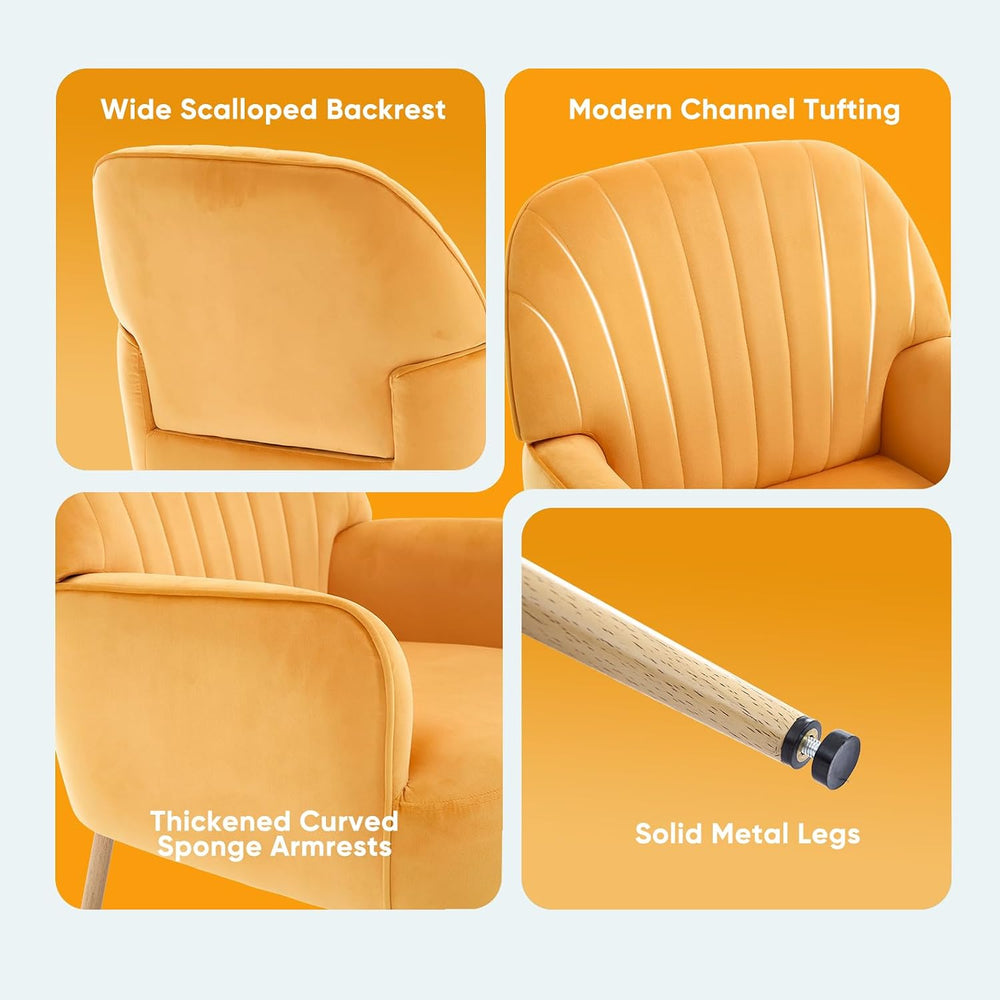 Velvet Accent Chair, Mid Century Modern Accent Chairs for Living Room, Comfy ...
