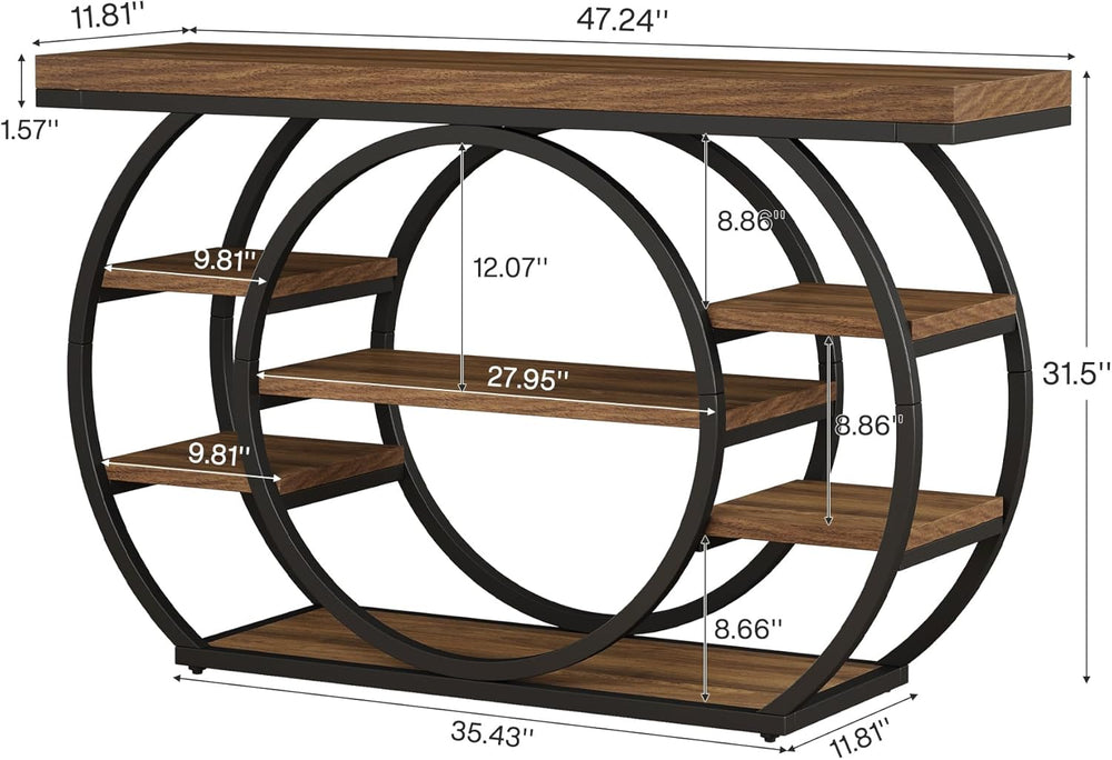 Tribesigns 47" Console Table for Living Room, 5-Tier Industrial Entryway...