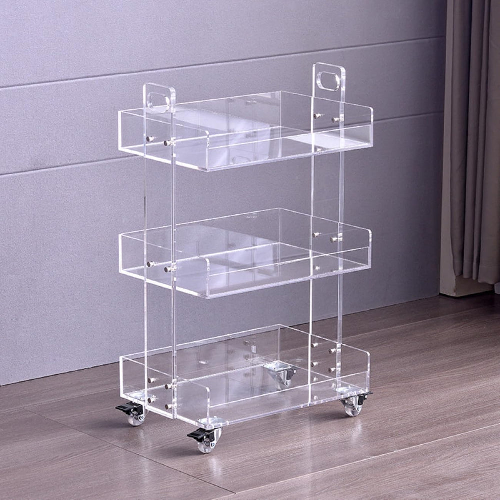 Gdrasuya10 Clear Acrylic Side Table with Wheels, 3 Tier Acrylic End Table Sid...