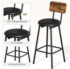 CHOEZON Bar Table and Chairs Set, Counter Height Table and Chairs, with X-Shaped Supports, 1 Pub Table and 2 Chairs, for Dining Room, Living Room, Home Bar, Rustic Brown and Black TBT18BF