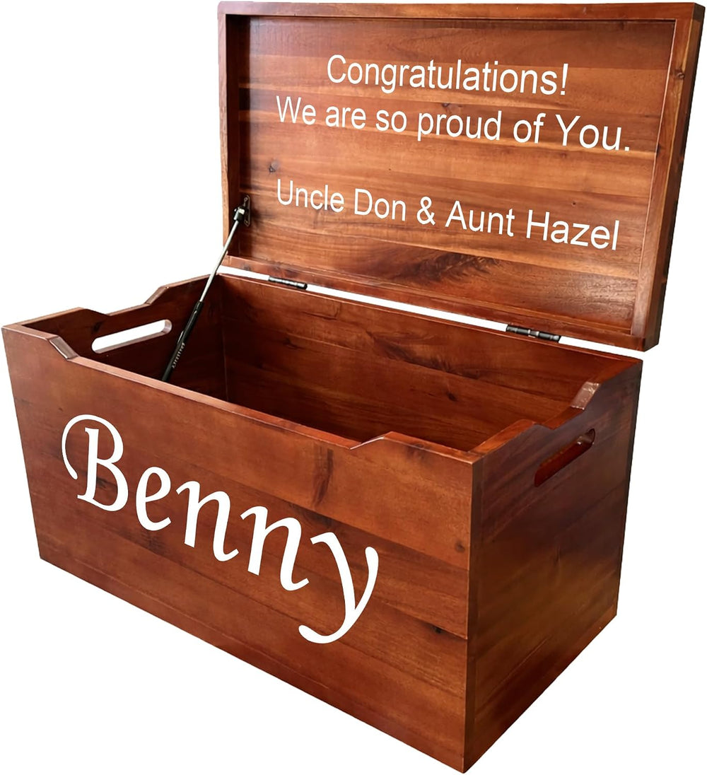 Personalized Engraved Walnut Wooden Storage Chest - Fully Assembled