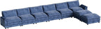 Homall 232" Modular Sectional Sofa, Oversized Sofa Couch with Reversible Ottoman, DIY Combination Chenille Deep 6-Seat Cloud Couch for Living Room, Apartment (Dark Blue, Oversized Sofa)