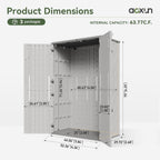 Aoxun Outdoor Storage Shed, 64 Cu.Ft Vertical Storage Sheds Outdoor with Floor, Outdoor Waterproof Storage Cabinet for Garage Storage, Pool Storage, Bike Shed, Garden Shed (White)