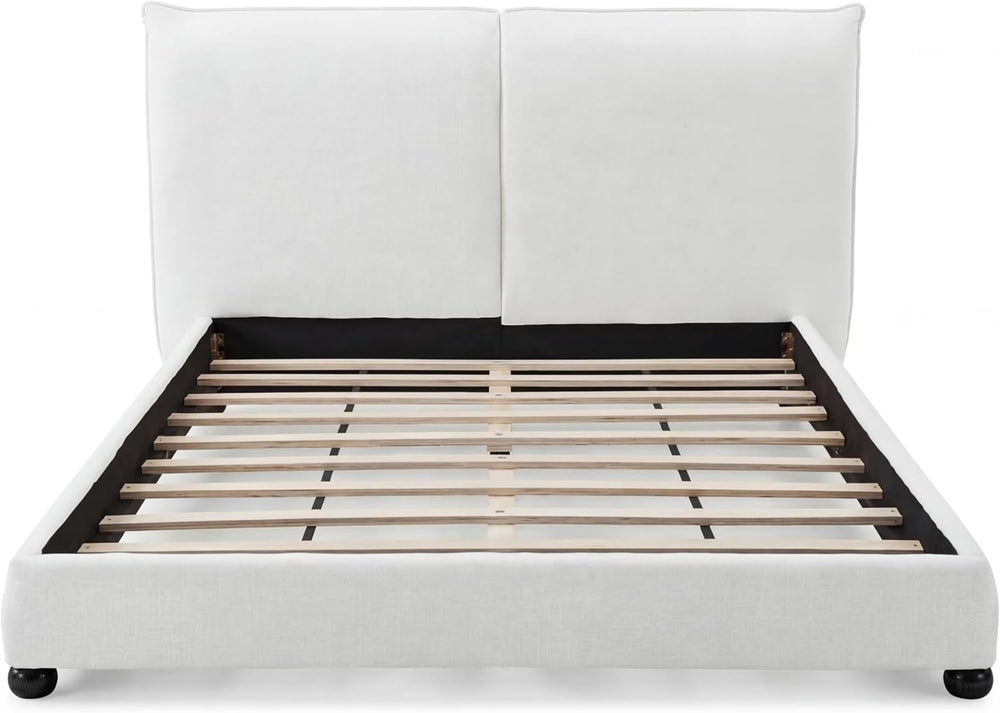 Merax Modern Upholstered Bed Frame with High Pillow-Back Headboard