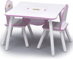 Delta Children Princess Crown Kids Wood Table and Chair Set with Storage - Greenguard Gold Certified, White/Pink