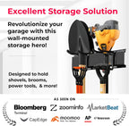 TIDYME Heavy-Duty Garage Wall Storage System | Wall Mounted Tool Organizer Rack with Shelving | 10-Piece Mounting Kit | Includes 4x10” Double-Layered Hooks & 2x16.5” Floating Utility Shelves