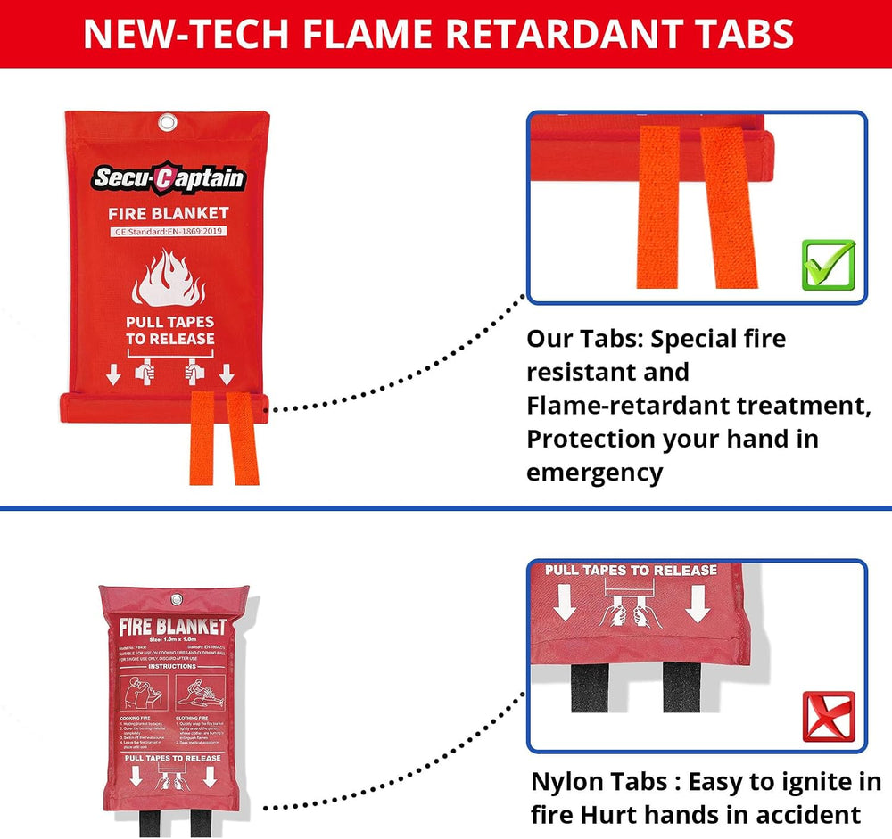 SecuCaptain Emergency Fire Blanket for Home and Kitchen - 8 Pack 40"x40&...