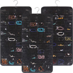 DIOMMELL 3 Pack Hanging Jewelry Organizer with 80 Pockets Jewelry Storage for Earrings Necklace Bracelet Ring Accessory, Black